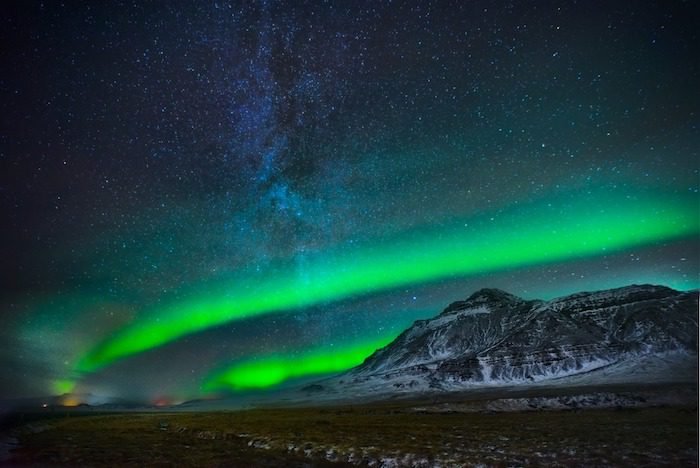 The aurora borealis in iceland canvas print.