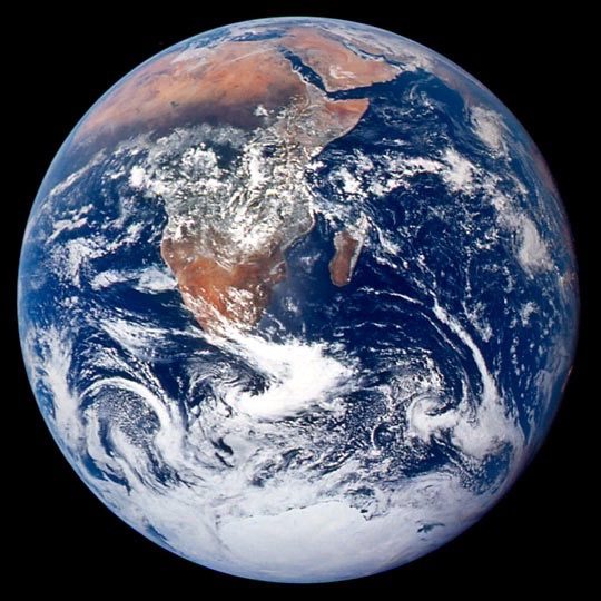 A view of the earth from space.