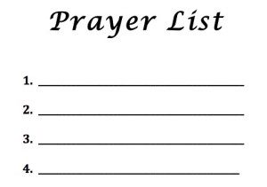A prayer list with the words on it.