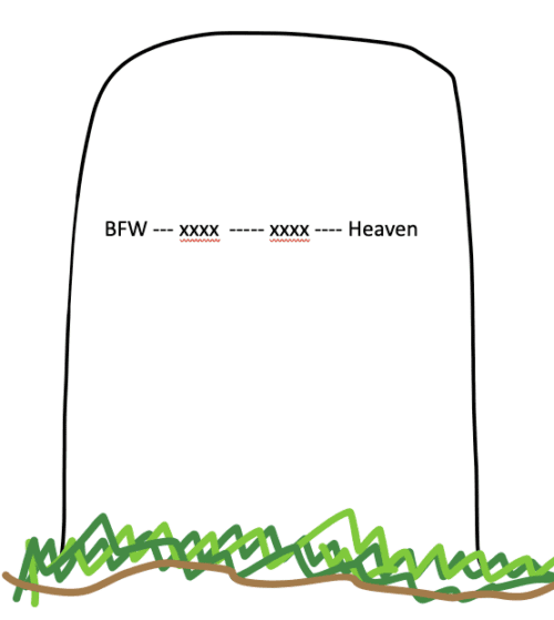 A cartoon of a graveyard with the words bpw heaven.